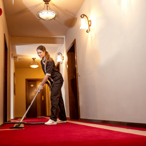 vacuuming carpet